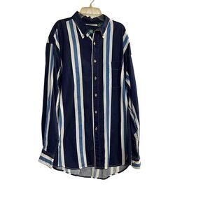 American Eagle Outfitters Striped Button Down Shirt Mens XL Blue White Shirt VTG